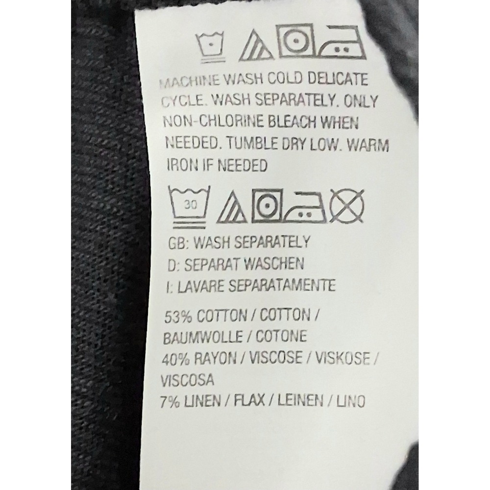 Denim & Co. Midi Skirt Women's Large Black Linen Blend Pockets Pullon Preowned - Picture 4 of 7